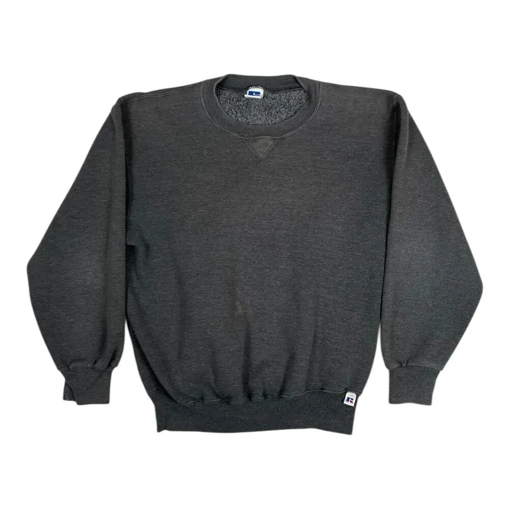 Vintage Russell Athletic Gray Blank Sweatshirt Mens Medium Fleece Made in USA